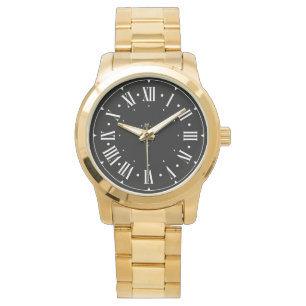 Montre-bracelet en or rustique contemporain surdim