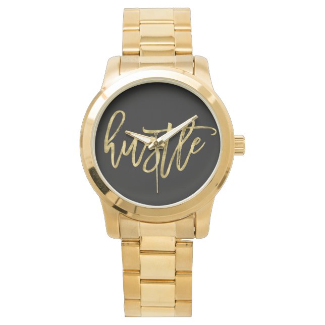 Montre Bracelet Hustelet Noir Et Or (devant)