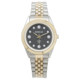 Montre Bracelet noir Diamant Dial Steel & Gold