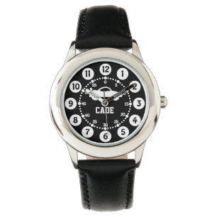 Montre-bracelet nommée noire et blanche de garço