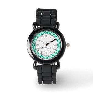Montre-bracelet nommée turquoise d'aqua de poster