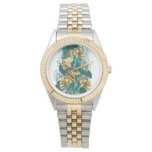Montre Branche avec Feuilles d'or Ginko Biloba