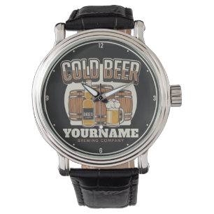 Montre Brasserie en chêne froid personnalisée Brasserie e