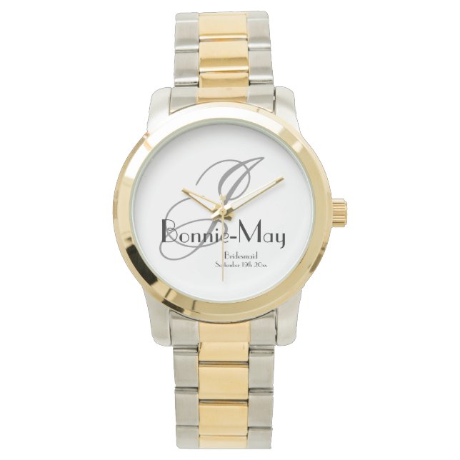 Montre Bridesmaid Cadeau Élégant Monogramme Rustique Chic (devant)