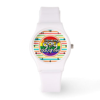 Montre Bright Rainbow Stripes, fille gay