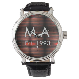 Montre Brique de pierre rustique marron ajoutez nom lettr