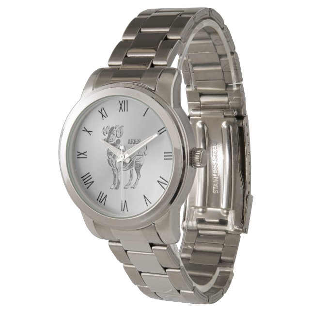Montre Brise le Ram Zodiac Chiffres romains d'argent (Incliné)
