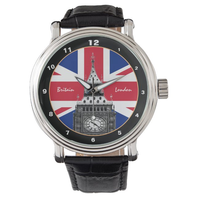 Montre British Flag & Big Ben - Londres, Royaume-Uni /fan (devant)
