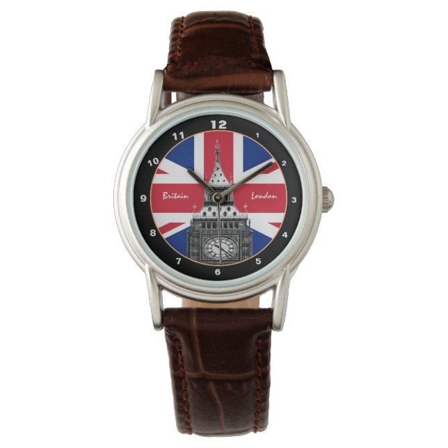 Montre British Flag & Big Ben - Londres, Royaume-Uni /fan (devant)