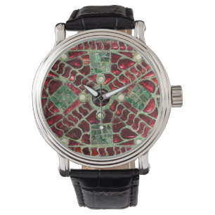 MONTRE BRONZE VISIGOTHIQUE, MÈRE VERTE ROUGE DES PERLES