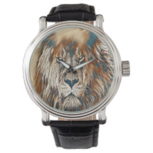 Montre Brown lion visage peinture artistique