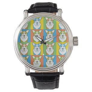 Montre Bruit-Art de bande dessinée de chien de corgi de