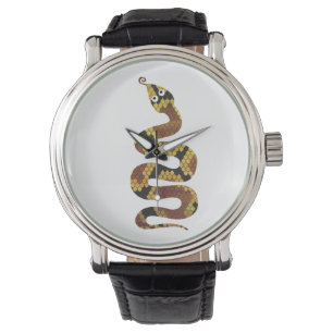 Montre Brun de serpent et silhouette d'or