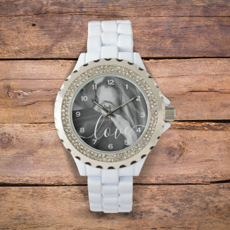 Montre Brush Script Love Photo personnalisée