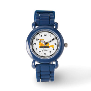 Montre Bulldozer Jaune et Noir Machinerie Lourde Enfants