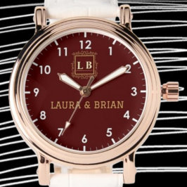 Montre Burgundy Vintage couple name Monogram