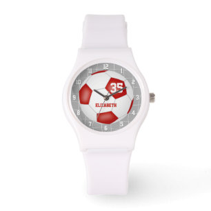 Montre but sportif net détail rouge blanc soccer