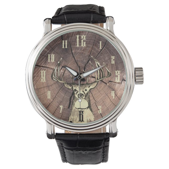 Montre Cadeau blanc de la faune de cerfs (devant)