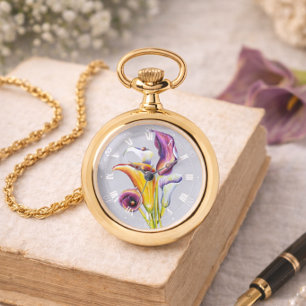 Montre Cadeau floral de lys calla de style élégant et col