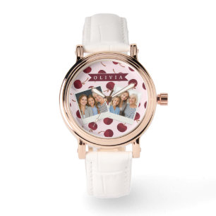 Montre Cadeau Personnalisé avec Motif Cerise Esthétique