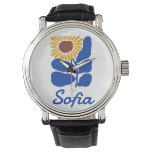 Montre Cadeau personnalisé avec nom personnalisé Fleur de