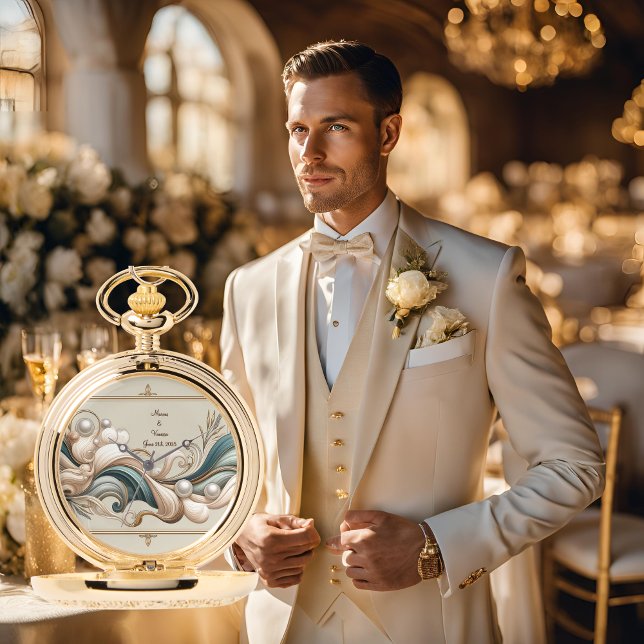 Montre Cadeau pour Groom Gold Pocket Watch Pearl Coast El (Créateur téléchargé)