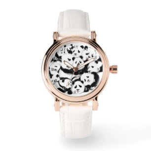 Montre Cadeaux de surveillance de pandas Famille heureuse