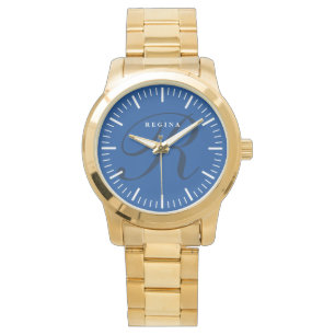 Montre Cadran bleu 40 mm visage personnalisé monogramme o