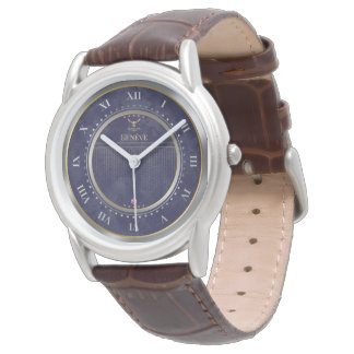 Montre Cadran Bleu Marine Élégant avec Chiffres Romains P