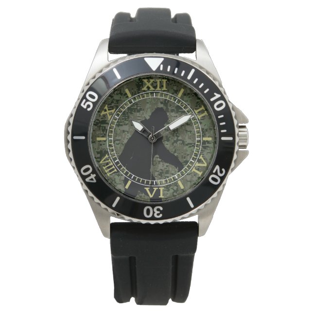 Montre Cadran de camouflage en bois de givre noir (devant)