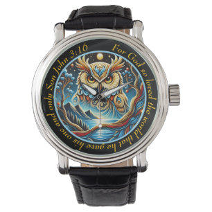 Montre Cadran de chouette enchanteur Sagesse spirituelle