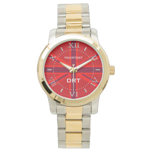 Montre Cadran de design Union Jack à accents rouges perso