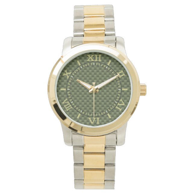 Montre Cadran de fibre de carbone vert de l'armée (devant)