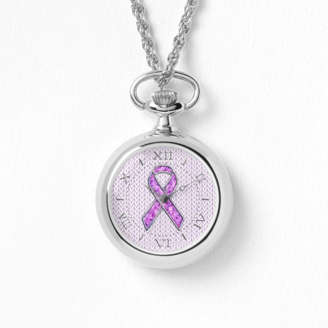 Montre Cadran du noeud de sensibilisation au ruban rose e (Recto)