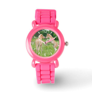 Montre Cadran-plat drôle de photo de poulains mignons de