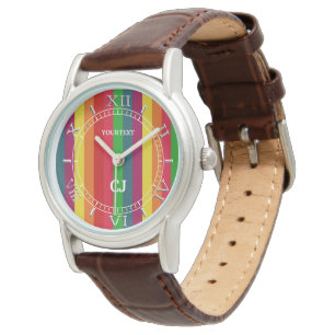 Montre Cadran vertical arc-en-ciel personnalisé