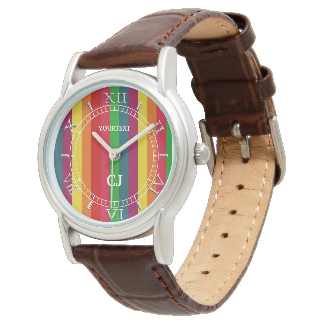 Montre Cadran vertical arc-en-ciel personnalisé (Incliné)