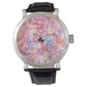 Montre Cadre de plaque d'immatriculation des fleurs abstr