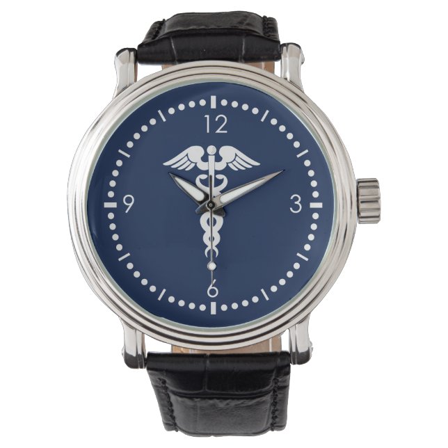 Montre Caduceus sur Arrière - plan bleu (devant)