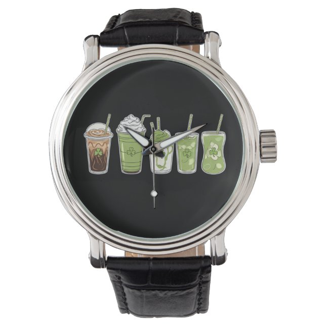 Montre Café Latte Green Cute Irish St Patrick's Day (devant)