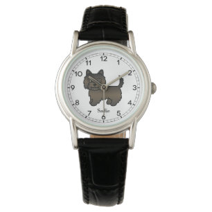 Montre Cairn Terrier Brun foncé Cute Chien de dessin anim