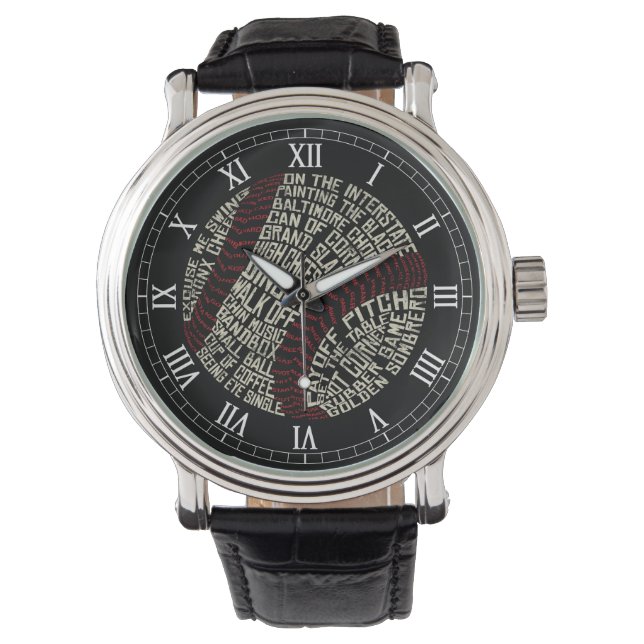 Montre Calligramme des mots de baseball (devant)