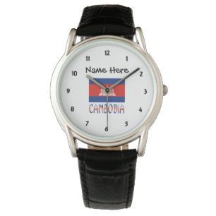 Montre Cambodge Drapeau Cambodgien Personnalisé en Carrea