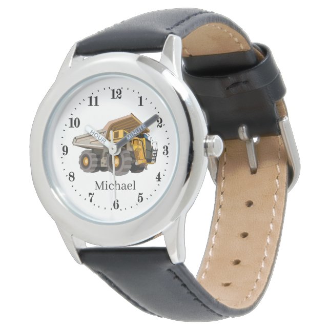 Montre Camion à benne de construction pour garçons cool (Incliné)