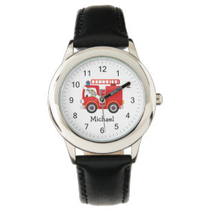 Montre Camion de feu rouge moderne Nom personnalisé