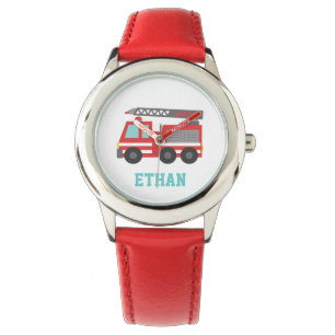 Montre Camion feu rouge mignon pour les garçons, nom