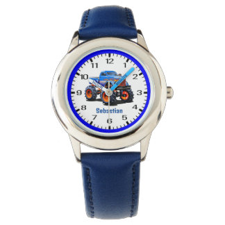 Montre Camion Monster bleu clair Pneus orange et noir