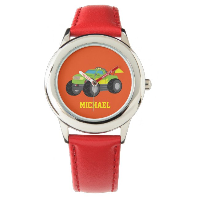 Montre Camion Monster Vert pour Racer Boys (devant)