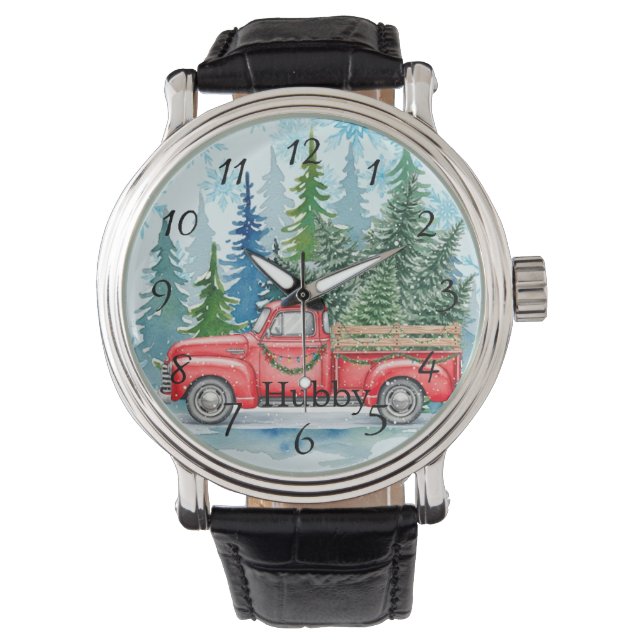 Montre Camion Rustique de mariage d'hiver Hubby (devant)