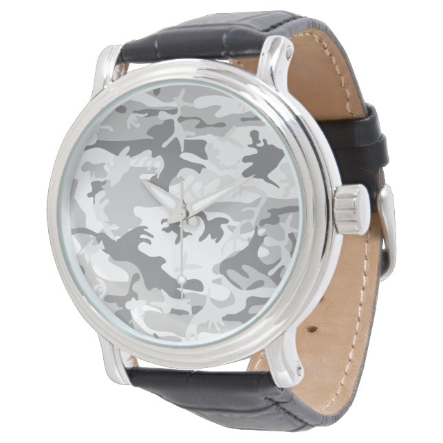 Montre Camouflage gris neige d'hiver, Militaire, Armée (Incliné)
